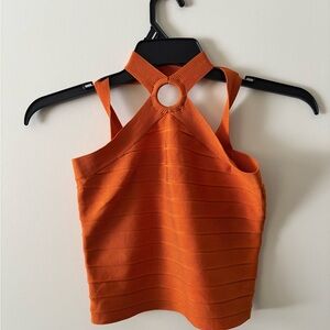 Forever 21 Orange Ring Stretch Detail Crop Top